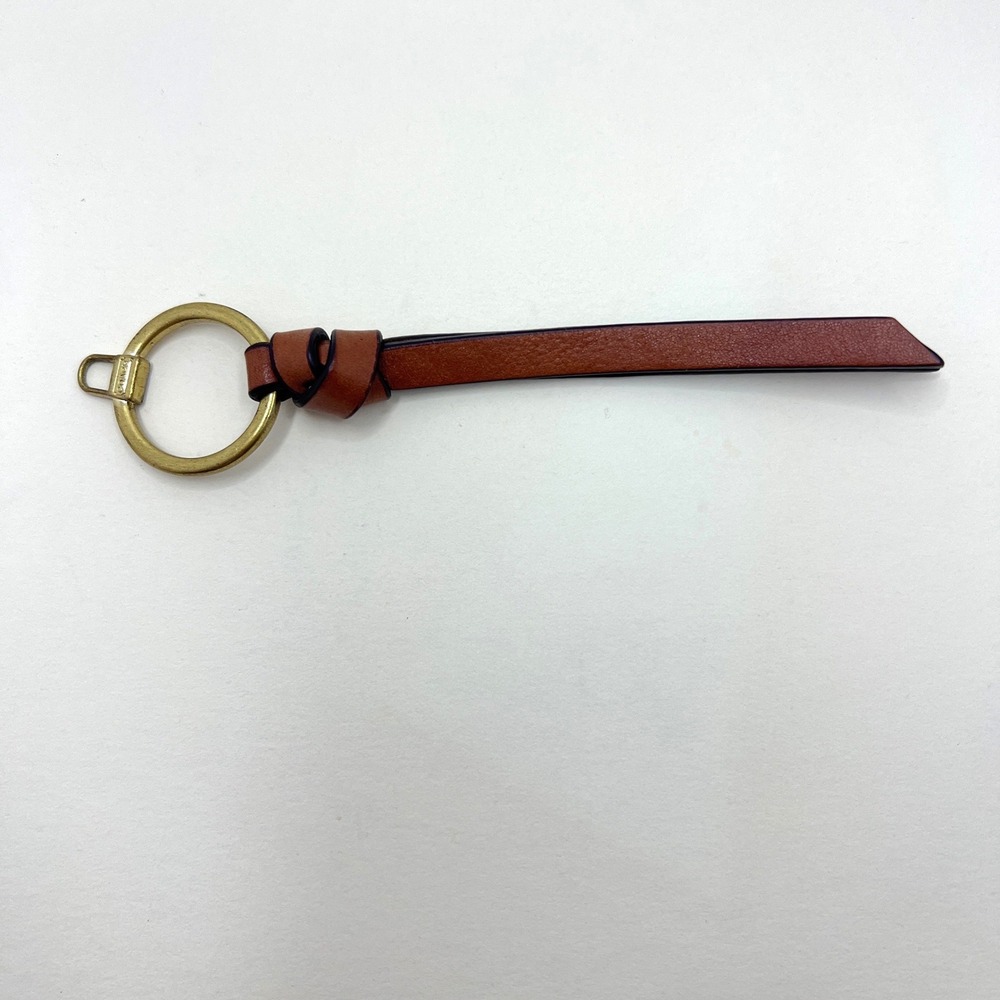 Coach Leather Knot Zipper Pull Replacement Brass Ring Saddle Brown Vintage Logo